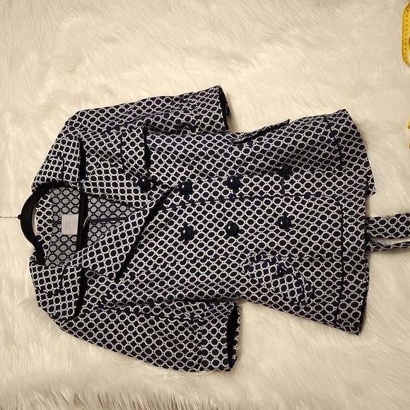 Aryn K Blue & White Jacket double breasted  Sz Large - Picture 3 of 13